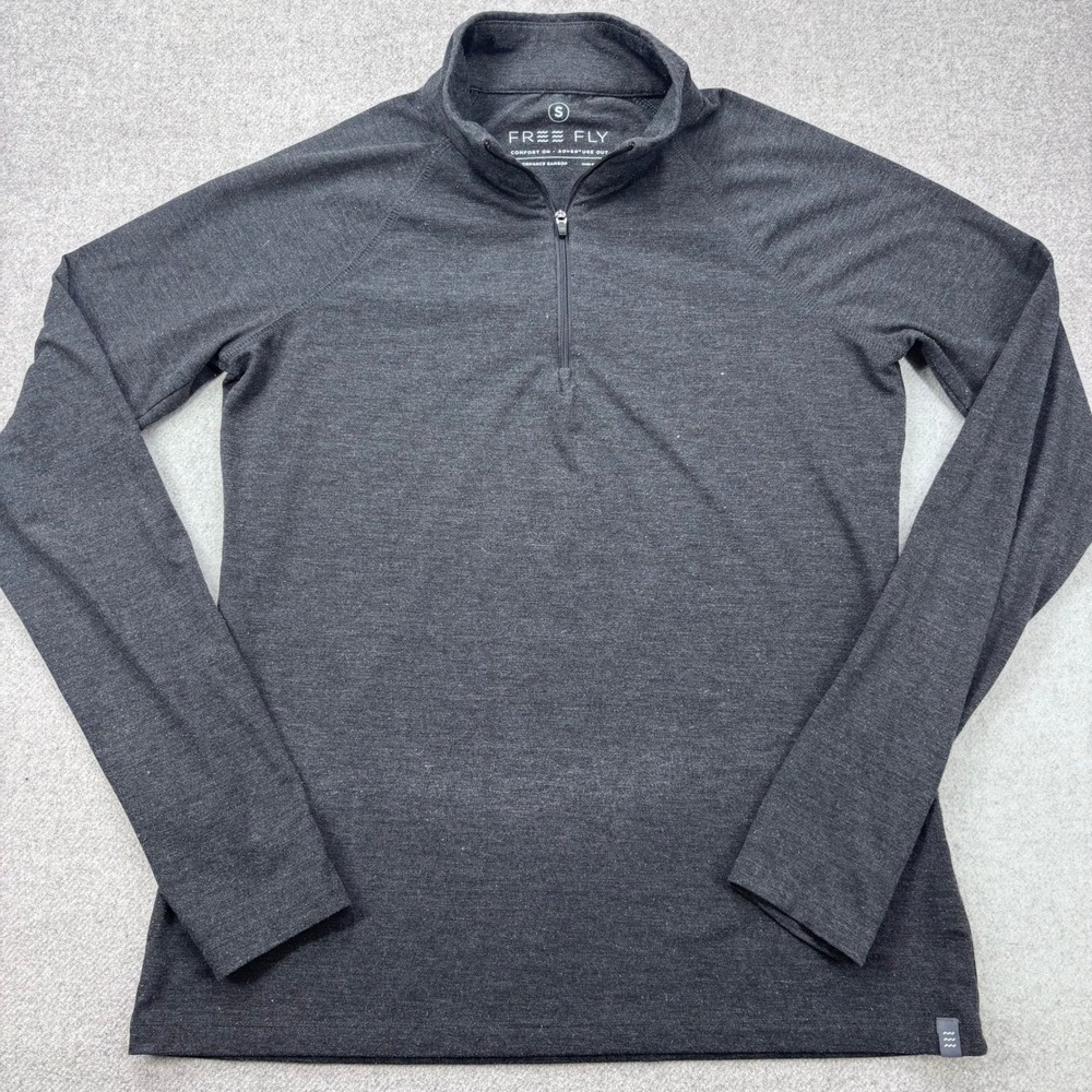 Free Fly Bamboo 1/4 Zip Pullover Womens S Gray Long Sleeve Performance Stretch